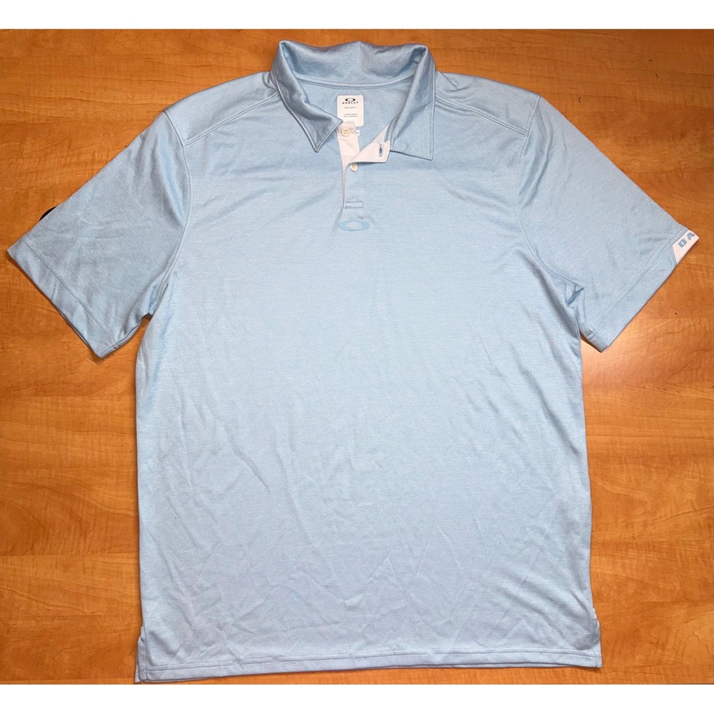 Oakley Mens Polo Shirt 2XL Blue Short Sleeve Performance‎ Golf Regular Fit Logo